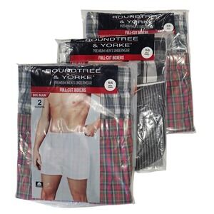 Lot of 3‎ Roundtree & Yorke Size 56 Big Man Boxers 2-Pack (6 Boxers) Full-Cut